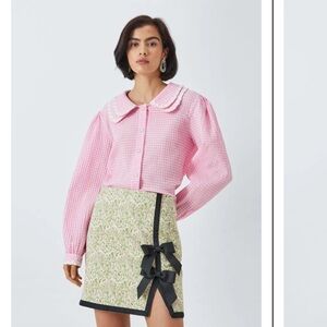 Pink Gingham Seersucker Blouse